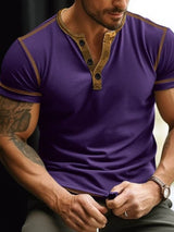 T-Shirt Manches Courtes Détail Boutonné Grande Taille Homme - photo produit 6 - VELZAR