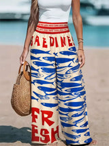 Plus Size Printed Wide Leg Pants - photo produit 2 - VELZAR