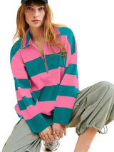 Sweat Oversize Rayé Demi-Zip - photo produit 3 - VELZAR