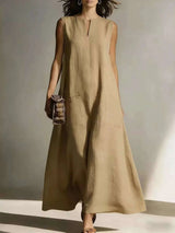 Full Size Notched Sleeveless Maxi Dress Plus Size - photo produit 4 - VELZAR