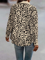 Full Size Leopard Print Button-Down Jacket Plus Size - photo produit 3 - VELZAR