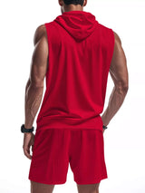 Men's Full Size Zip Up Sleeveless Hoodie & Shorts Set Plus Size - photo produit 2 - VELZAR