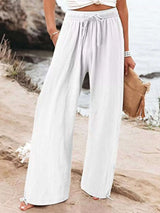 Full Size Wide Leg Pants with Drawstring Waist Plus Size - photo produit 5 - VELZAR