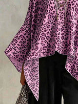 Full Size Leopard Print Asymmetrical Hem Top Plus Size - photo produit 6 - VELZAR