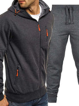 Men's Plus Size Zip Up Hooded Top and Pants Set - photo produit 2 - VELZAR