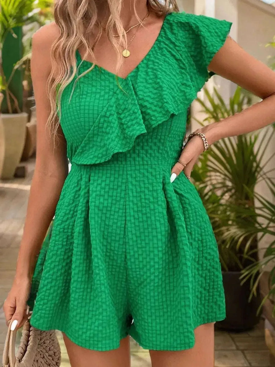 Combishort Dos Smocké Volanté Asymétrique