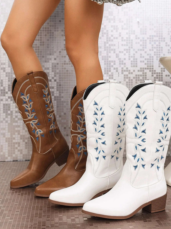 Bottines à Talons Carrés Bout Pointu - photo produit 1 - VELZAR
