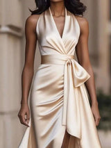 Full Size High-Low Ruffled Satin Maxi Dress Plus Size - photo produit 4 - VELZAR