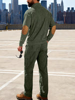 Men's Full Size Casual Button Detail Top and Pants Set Plus Size - photo produit 7 - VELZAR
