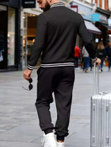 Men's Full Size Striped Long Sleeve Top and Pants Set Plus Size - photo produit 4 - VELZAR
