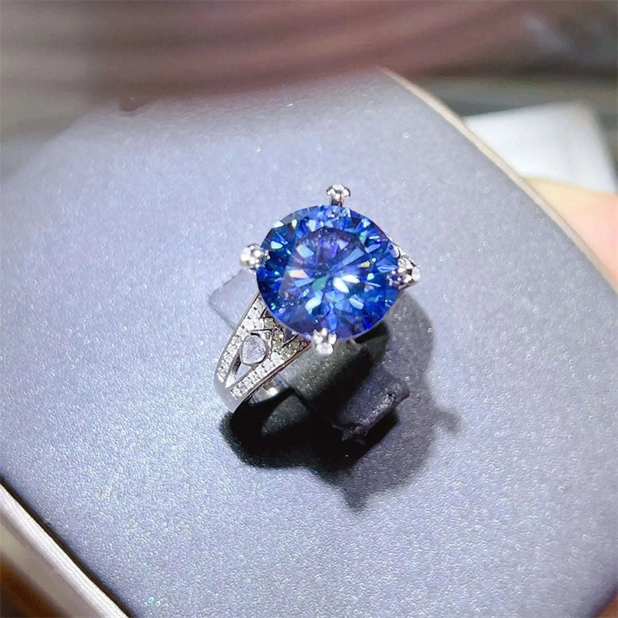 Bague Moissanite Prestige 5 Carats Bleue – Argent 925 | VELZAR