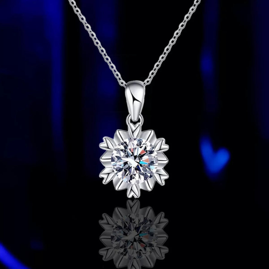 Collier Fleur Moissanite 1 Carat Argent 925