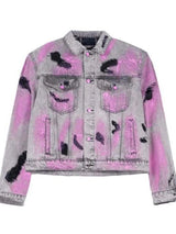 Veste en Denim Graffiti Délavée Grande Taille Homme - photo produit 4 - VELZAR