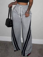 Plus Size Striped Contrast Wide Leg Pants - photo produit 3 - VELZAR