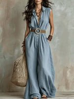 Full Size Sleeveless Wide Leg Jumpsuit Plus Size - photo produit 3 - VELZAR