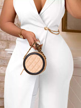 Full Size Asymmetrical Sleeveless Blazer Style Wide Leg Jumpsuit Plus Size - photo produit 6 - VELZAR
