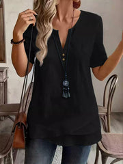 Blouse Femme Col Tailleur Manches Courtes - vue 1