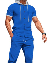 Men's Full Size Short-Sleeve Hooded Top and Shorts Set Plus Size - photo produit 5 - VELZAR