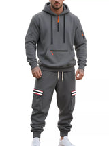 Men's Full Size Casual Half-Zip Hoodie and Cargo Pants Set Plus Size - photo produit 5 - VELZAR