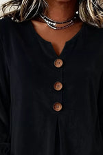 Full Size Velvet Button Decor Blouse with Ruffled Cuffs Plus Size - photo produit 8 - VELZAR