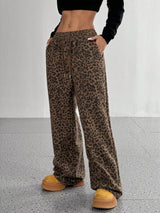 Full Size Leopard Print Wide Leg Pants Plus Size - photo produit 5 - VELZAR