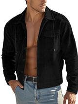 Men's Full Size Corduroy Button Up Casual Jacket Plus Size - photo produit 4 - VELZAR