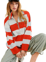 Sweat Oversize Rayé Demi-Zip - photo produit 7 - VELZAR