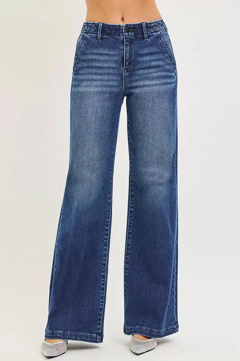 RISEN – Jean Taille Haute Jambe Large Poches en Biais - photo produit 1 - VELZAR