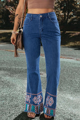 Embroidered Bootcut Jeans - photo produit 1 - VELZAR