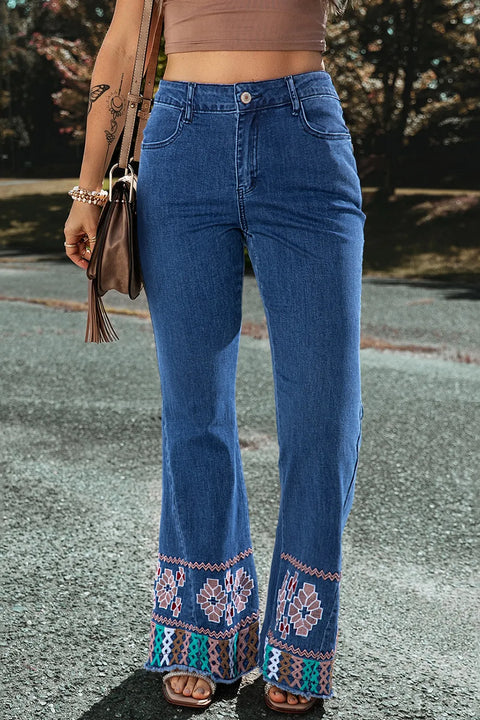 Embroidered Bootcut Jeans - photo produit 1 - VELZAR