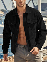 Men's Full Size Corduroy Button Up Casual Jacket Plus Size - photo produit 3 - VELZAR