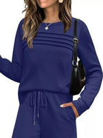 Full Size Long Sleeve Round Neck Top and Pants Set Plus Size - photo produit 8 - VELZAR
