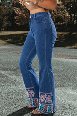 Embroidered Bootcut Jeans - photo produit 2 - VELZAR