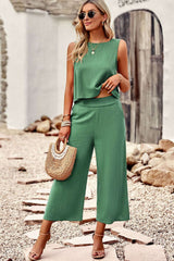 Ensemble Débardeur Col Rond et Pantalon Jambe Large - photo produit 4 - VELZAR