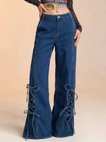Lace-Up Wide Leg Jeans - photo produit 4 - VELZAR