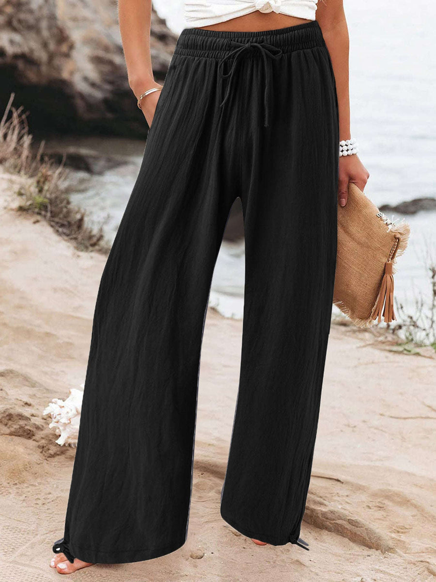 Pantalon Jambe Large Cordon de Serrage Grande Taille