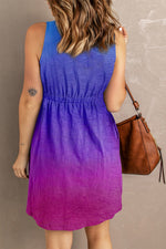 Robe Courte Magique Col Rond Boutonnée Sans Manches - photo produit 6 - VELZAR