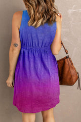 Robe Courte Magique Col Rond Boutonnée Sans Manches - photo produit 6 - VELZAR