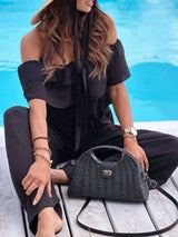 Off-Shoulder Ruffled Wide Leg Jumpsuit - photo produit 3 - VELZAR