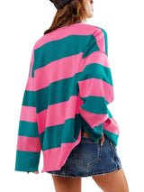 Sweat Oversize Rayé Demi-Zip - photo produit 2 - VELZAR