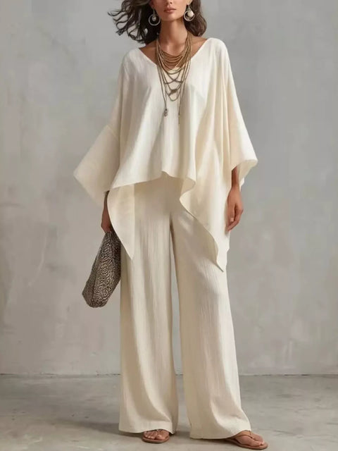 Full Size V-Neck Top and Pants Set Plus Size - photo produit 1 - VELZAR