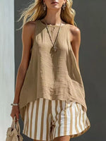 Ensemble Débardeur Col Rond et Short Rayé - photo produit 5 - VELZAR