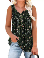 Débardeur Imprimé Floral Détail Boutonné Grande Taille - photo produit 3 - VELZAR