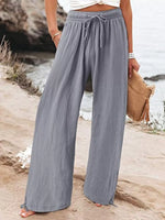 Full Size Wide Leg Pants with Drawstring Waist Plus Size - photo produit 7 - VELZAR