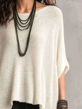 Full Size Loose Knit Round Neck Top Plus Size - photo produit 2 - VELZAR