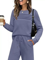 Full Size Long Sleeve Round Neck Top and Pants Set Plus Size - photo produit 5 - VELZAR
