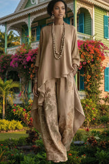 Set Deux Pièces Fleuri — Haut Asymétrique & Pantalon - photo produit 6 - VELZAR