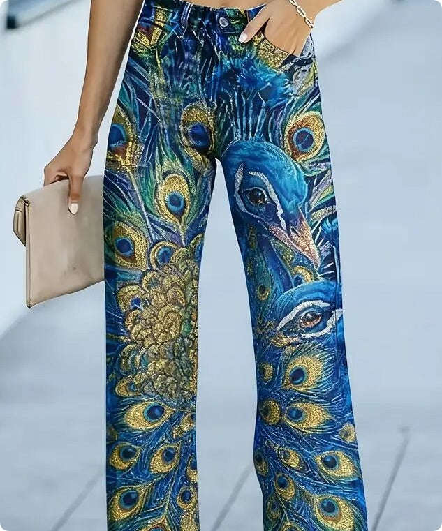 Pantalon à jambes larges à poches et taille haute Daily High Rise Pattern