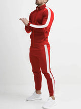 Men's Full Size Side Stripes Zip Up Top and Pants Set Plus Size - photo produit 5 - VELZAR