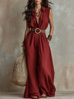 Full Size Sleeveless Wide Leg Jumpsuit Plus Size - photo produit 5 - VELZAR